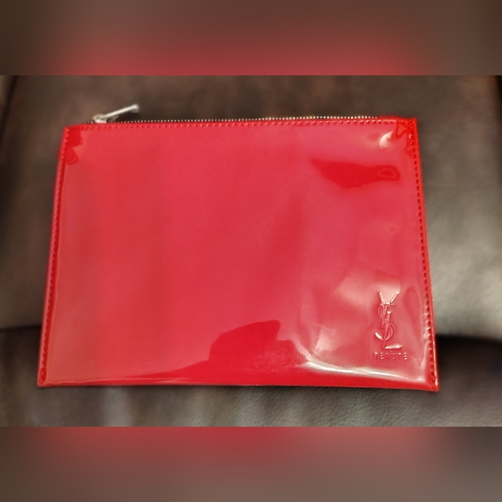 YSL Raspberry Vegan Patent Leather Clutch